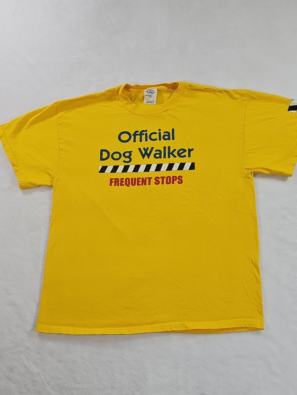 Delta Pro Weight Official Dog Walker Frequent Stops Yellow Graphic T-Shirt L